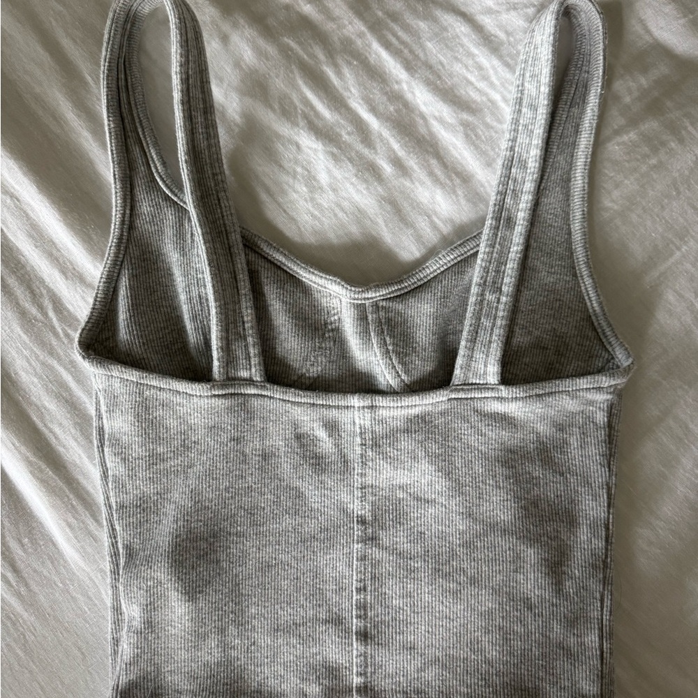Gray Ribbed Tank Top - Picture 2 of 4